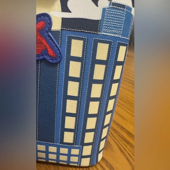 Loungefly Marvel Blue and White Spider Web crossbody/hand Bag (bag 11) - Picture 6 of 7